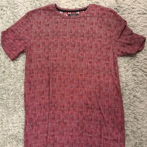 Zara Men's Red Textured Short Sleeve Tee